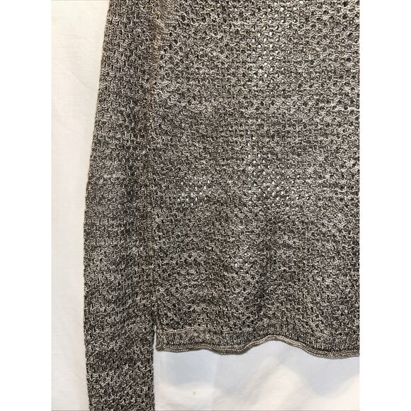 Roxy Fishnet Crochet Sweater Womens Medium Heathered Gray Grunge Coastal Beach - Picture 12 of 15